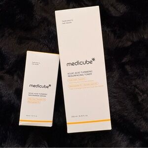 Medicube Kojic Acid Turmeric Resurfacing Toner and Serum Set- White and Orange